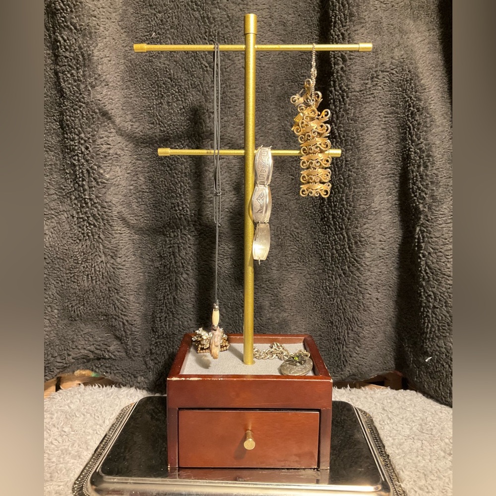 Wooden and Metal Jewelry Stand